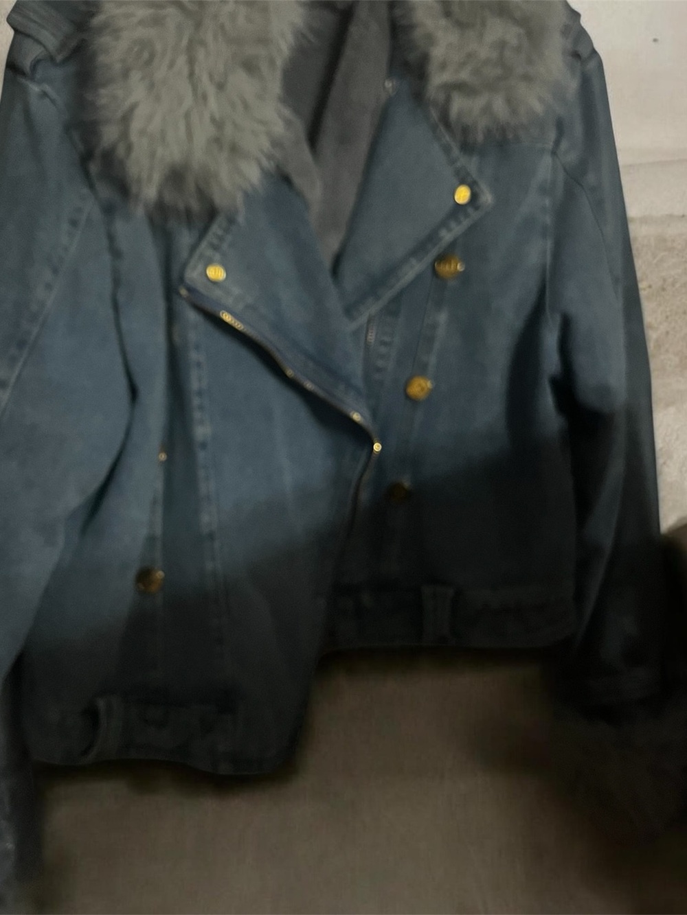 Denim faux fur Coat